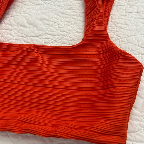 Mara Hoffman Anthropologie Lira Poppy Red Textured Bikini Top - Picture 3 of 7